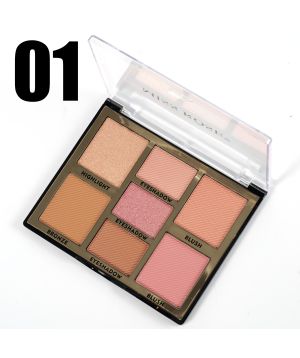 7004-021N1 7color make up kit, 3-color eyeshadow 2 -color blush 1-color highlight 1-color bronze