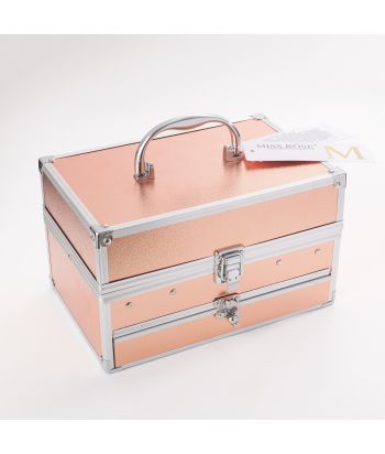 7007-006N3 Leather four-layer aluminum cosmetic case , No.3 gold