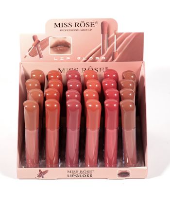 7701-389Z2 Matching lipgloss tube with non-stick cup lip gloss, 6 sets colors of 24ps in a display box