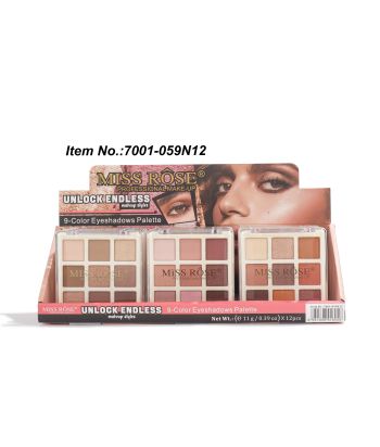 7001-059N Transparent  9 color eye shadow，3 group color in 12 display boxes