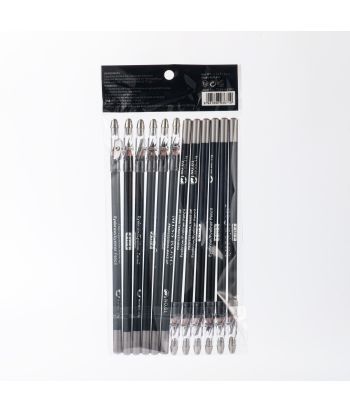 7101-012P2 18CM Eyebrow Pencil with transparent sharpener and cap, black