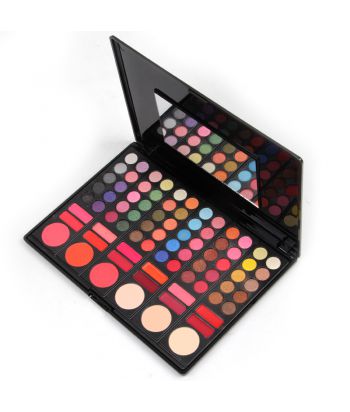 7001-015Y Shinning Black compact with 60 colors eye shadow and 12 colors lip gloss and 6 colors blush