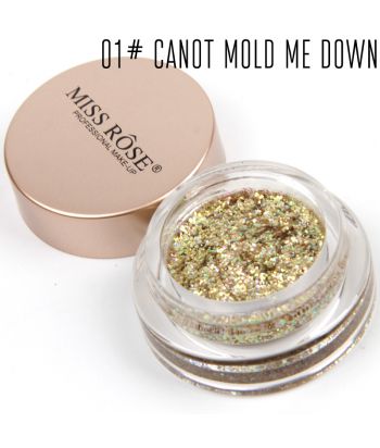 7001-038M1 Transparent bottle with a lid of golden paint, glitter eyeshadow cream of single color box, No.1 clear pack