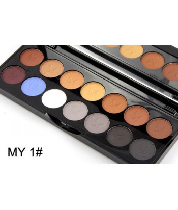 7001-047MY1 Shinning black bottom with green sticker lid compact, 14-color eyeshadow of single package, color No.1