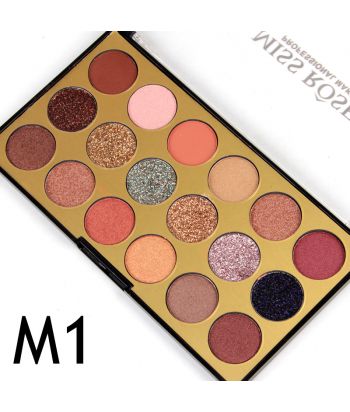 7001-082M1 Shinning black bottom with transparent lid, 18 colors eyeshadow + glitter,single package,NO.M1