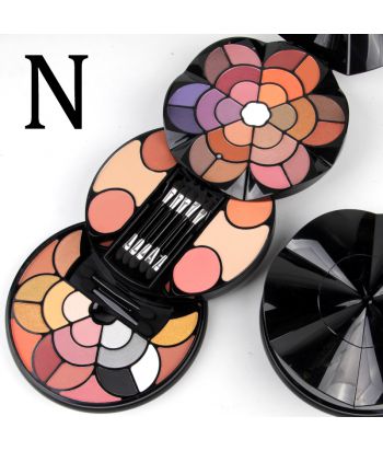 7002-360N  Black round flower-shaped cosmetic case, South American colors