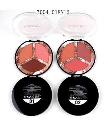7004-018N EVA Cabinet in a round compact, 3 Color Blusher of 12pcs in  Display Boxes