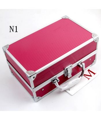 7007-002N1 Leather three-layer aluminum cosmetic case, South American color No.1 rose red