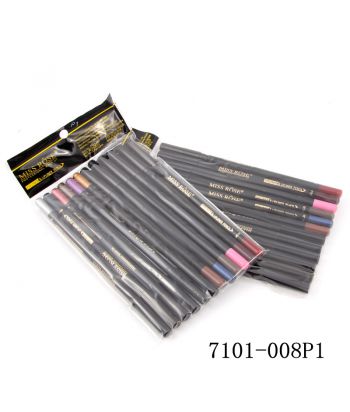 7101-008P1 Matt black eyebrow pencil with gold stamping.12pcs in a PP bag