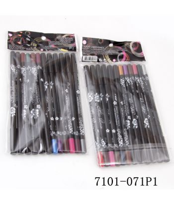 7101-071P1 Matt black eye pencil with white plum blossom printing,mix color in a PP bag