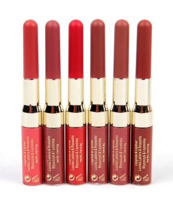 7102-002Z1 Double end lip pencil,One lipgloss and one lip liner, The tube color is the same as the inner material ,mix 6 colors of 36pcs in a display box