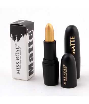 7301-026G Matte black lacquer bullet tube with gold stamping, golden inner material of single package