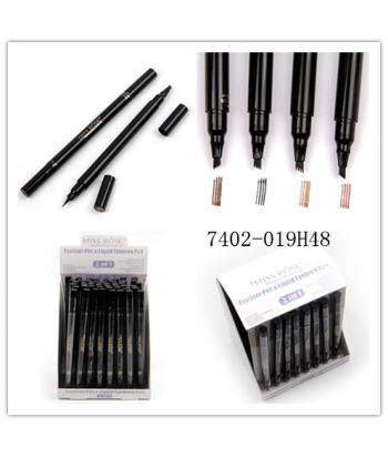 7402-019H48 Injection Shining black tube with doulbe end, one for liquid eyeliner and one for liquid eyebrow pencil,48ps in a display box