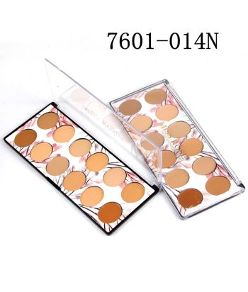 7601-014N Black bottom with EVA printed cabinet and transparent lid, 21-color concealer ,6ps in a display box