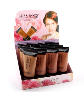 7601-127F large transparent tube with black cap, 4-color liquid foundation of 12ps in a display box