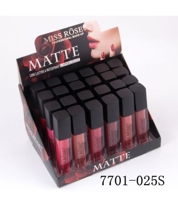 7701-025S Square tube with matte black cap, lip gloss , 24 colors of 24ps in a display box
