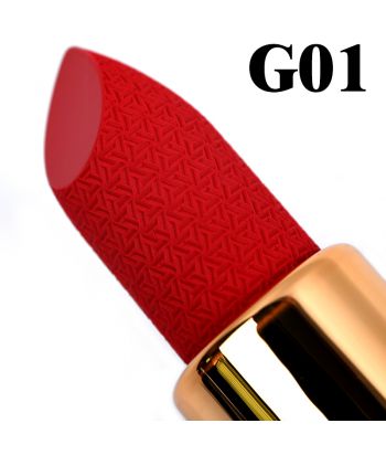 8301-002G01 Lipstick, golden bow tube with pendant of single package, matte inner material,color G01 Aura fully open
