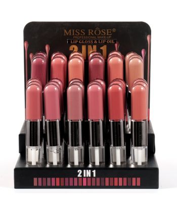 7102-004Z2 lip gloss and lip oil 2in1 ,mix 12 colors of 36pcs in a display box