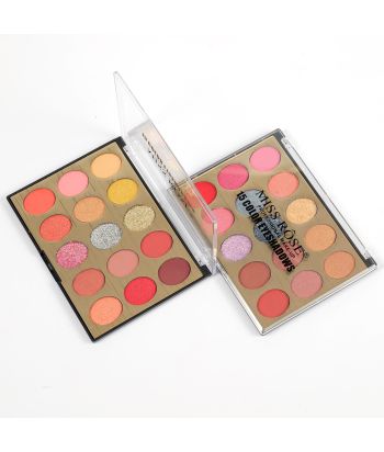 7001-488MY Black bottom with transparent lid ocmpact,  15 colors round cabinet eyeshadow. single package