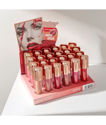 7701-391S24 matte lip gloss 24color sets, 24 pcs in display boxes