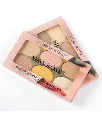 7003-055N Black bottom with tranparent lid compact. 6-color highlighter. single package