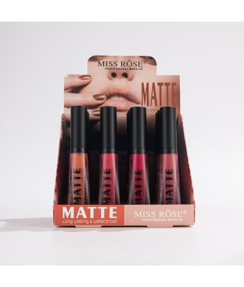 7701-024S Triangular Flat Tube with Shining Black cap , Metal Lip Gloss of 24 colors of 24ps in a display box