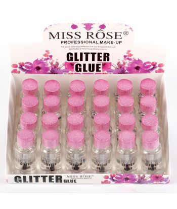 7912-017M Transparent bottle with pink cap, glitter glue of 36ps in a display box