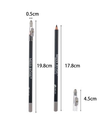 7101-012P2 18CM Eyebrow Pencil with transparent sharpener and cap, black